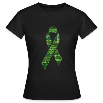 Green Mental Health Awareness Ribbon - T-shirt Femme - noir - Devant - AI Model Female 172 dark (172cm)