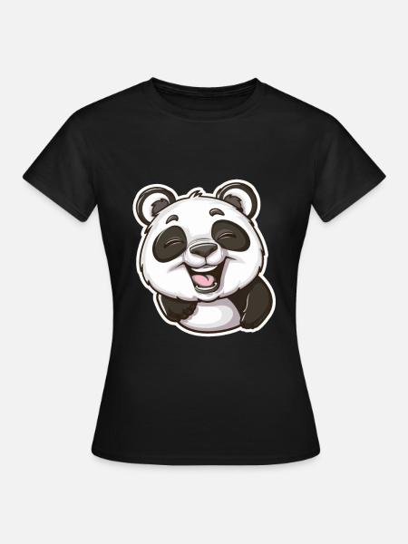 Exuberant Panda Buddy Sticker - Frauen T-Shirt - Schwarz