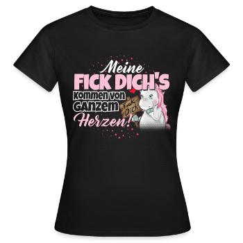 Einhorn - Fick Dich - Frauen T-Shirt - Schwarz - Vorne - AI Model Female 172 dark (172cm)