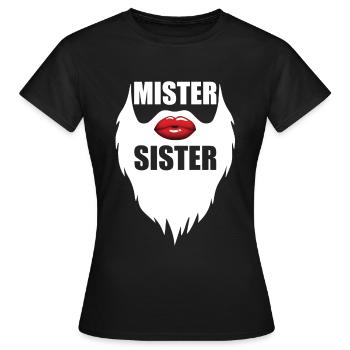 Mister Sister Bearded Men Red Lips Funny - Frauen T-Shirt - Schwarz - Vorne - AI Model Female 172 dark (172cm)