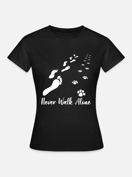 Never Walk Alone Dog Lovers Footprints - Women's T-Shirt - black