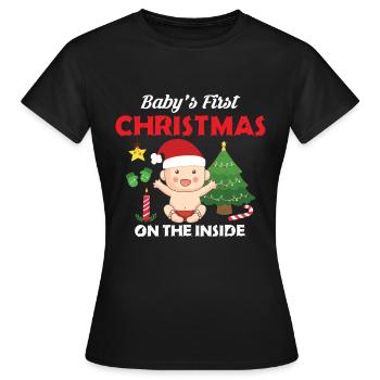 Baby's First Christmas On The Inside Funny - Frauen T-Shirt - Schwarz - Vorne - AI Model Female 172 dark (172cm)