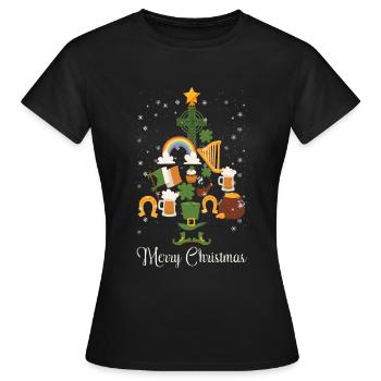 Décoration drôle de sapin irlandais joyeux Noël - T-shirt Femme - noir - Devant - AI Model Female 172 dark (172cm)