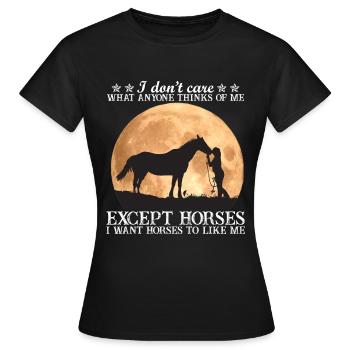 Je veux que le cheval m'aime - T-shirt Femme - noir - Devant - AI Model Female 172 dark (172cm)