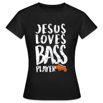 Jesus Loves Bass Players Funny Guitar Bass Playing - T-shirt Femme - noir - Devant - AI Model Female 172 dark (172cm)