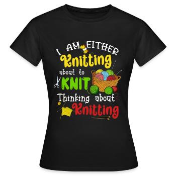 Tricoter pour tricoter Penser au tricot - T-shirt Femme - noir - Devant - AI Model Female 172 dark (172cm)