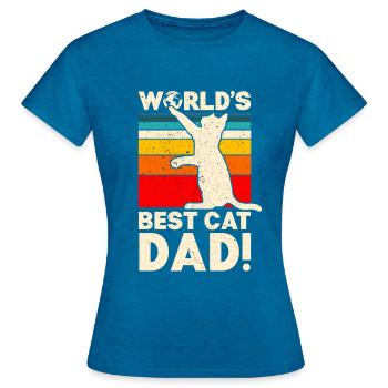World's Best Cat Dad T-Shirt Funny Cat Dad - Frauen T-Shirt - Antikblaues Saphir meliert - Vorne - AI Model Female 172 dark (172cm)