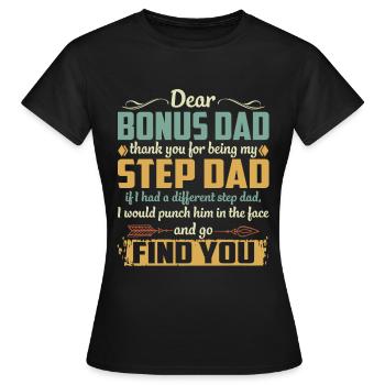 Cher papa bonus, merci d'être mon beau-père - T-shirt Femme - noir - Devant - AI Model Female 172 dark (172cm)