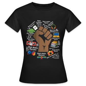 T-shirt noir Power Black History Month Fist - T-shirt Femme - noir - Devant - AI Model Female 172 dark (172cm)