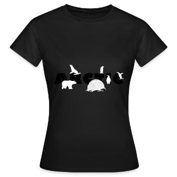 Arktis Design ARCTIC mit Iglu Eisbär Robbe Pinguin - Frauen T-Shirt - Schwarz - Vorne - AI Model Female 172 dark (172cm)