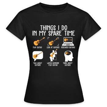 Things I Do In My Spare Time Guitar Player T Shirt - T-shirt Femme - noir - Devant - AI Model Female 172 dark (172cm)
