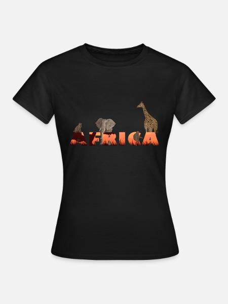Afrikanische Tiere Afrika Giraffe Elefant Affen - Dame-T-shirt - sort