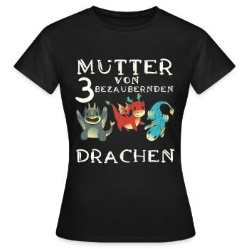 Frau Mutter Drachen - Frauen T-Shirt - Schwarz - Vorne - AI Model Female 172 dark (172cm)