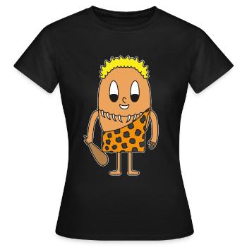Stone age man egg - Women's T-Shirt - black - Front - AI Model Female 172 dark (172cm)