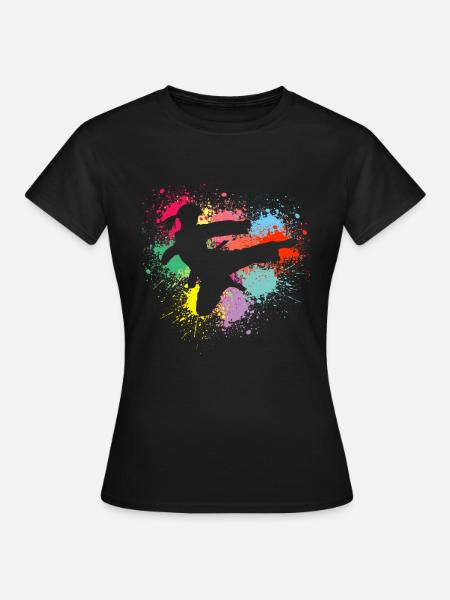 Kickboxing Karaté Flying Kick Girl Arts Martiaux Kick - T-shirt Femme - noir