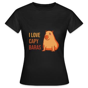 Wasserschwein Capybara Retro I Love Capybaras - Frauen T-Shirt - Schwarz - Vorne - AI Model Female 172 dark (172cm)