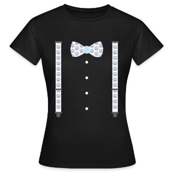 Noeud papillon et bretelles avec motif de muffin - T-shirt Femme - noir - Devant - AI Model Female 172 dark (172cm)