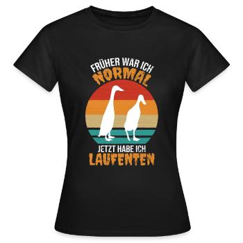 Laufente Früher war ich normal Selbstversorger - Frauen T-Shirt - Schwarz - Vorne - AI Model Female 172 dark (172cm)