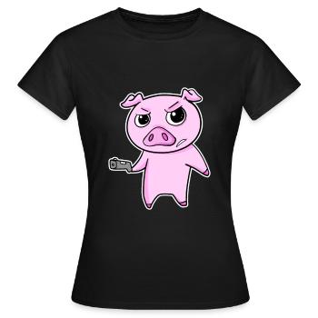 Gangster pig with weapon - Women's T-Shirt - black - Front - AI Model Female 172 dark (172cm)