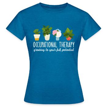 Occupational Therapy - T-shirt Femme - bleu saphir antique chiné - Devant - AI Model Female 172 dark (172cm)
