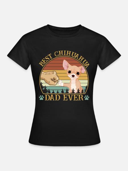 Best Chihuahua Dad Ever Vintage Retro Sunset - T-shirt dam - svart