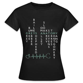 Grey's Anatomy Cast Names - Women's T-Shirt - black - Front - AI Model Female 172 dark (172cm)