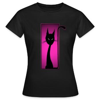 schwarze Katze, schwarzer Kater, lustig, gruselig - Frauen T-Shirt - Schwarz - Vorne - AI Model Female 172 dark (172cm)