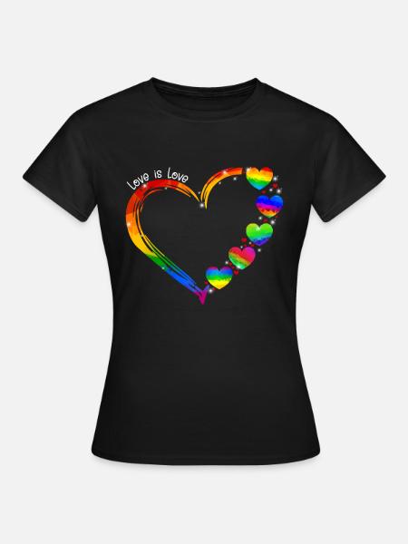 Love Is Love LGBT Rainbow Hearts - Dame-T-shirt - sort