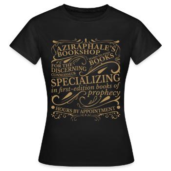 Good Omens Aziraphale's Bookshop T-Shirt - Frauen T-Shirt - Schwarz - Vorne - AI Model Female 172 dark (172cm)