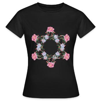 Jewish Star of David Flowers - Women's T-Shirt - black - Front - AI Model Female 172 dark (172cm)