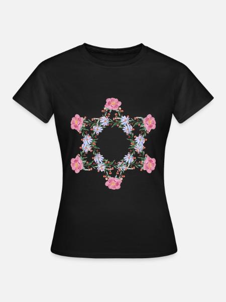 Jewish Star of David Flowers - Women's T-Shirt - black
