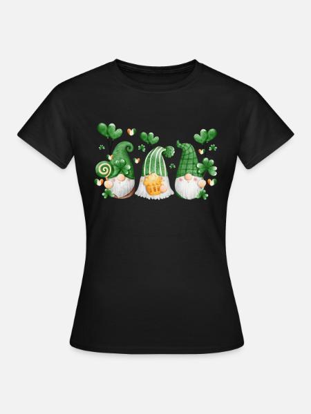 Gnome Irish Lucky Beer Drinking - Frauen T-Shirt - Schwarz