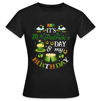 St Patrick's Day Birthday - Women's T-Shirt - black - Front - AI Model Female 172 dark (172cm)