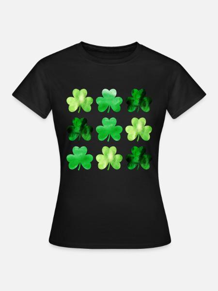 Shamrocks Lucky Leaves Saint Patricks Day - Frauen T-Shirt - Schwarz