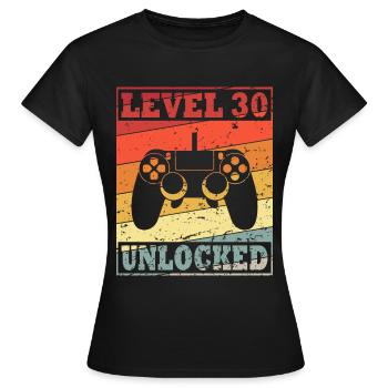 30. Geburtstag Gaming Motiv Level 30 unlocked - Frauen T-Shirt - Schwarz - Vorne - AI Model Female 172 dark (172cm)