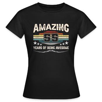 Rétro Vintage 55 ans d’être génial - T-shirt Femme - noir - Devant - AI Model Female 172 dark (172cm)