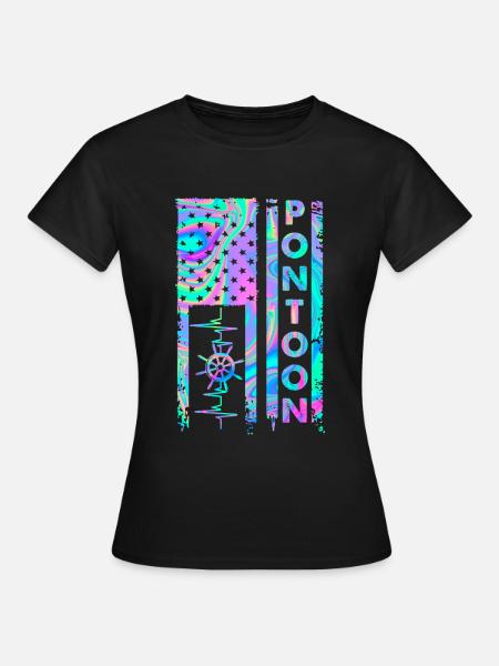 Pontoon American Flag - Frauen T-Shirt - Schwarz