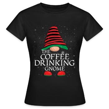 Kaffedrikkende nissefamilie matchende jul - Dame-T-shirt - sort - Foran - AI Model Female 172 dark (172cm)