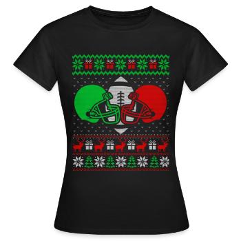 Love Football Christmas Sweater Happy Holidays - Frauen T-Shirt - Schwarz - Vorne - AI Model Female 172 dark (172cm)