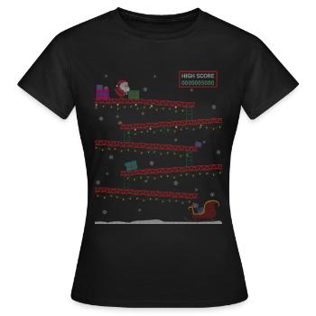 Cadeaux de jeu rétro Sweate de Noël moche - T-shirt Femme - noir - Devant - AI Model Female 172 dark (172cm)