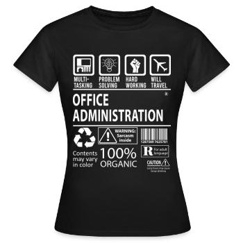 Administration Office Multitâche - T-shirt Femme - noir - Devant - AI Model Female 172 dark (172cm)