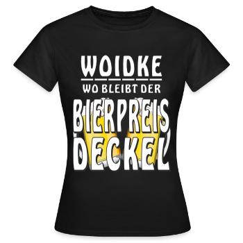 Beer Woidke Où se trouve le couvercle du prix de la bière - T-shirt Femme - noir - Devant - AI Model Female 172 dark (172cm)