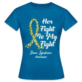 Son combat est mon combat dans cette famille que nous combattons - T-shirt Femme - bleu saphir antique chiné - Devant - AI Model Female 172 dark (172cm)