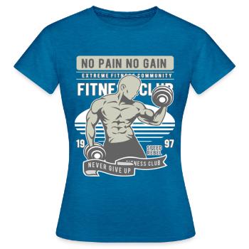 Pas de douleur Pas de gain Gymnase - T-shirt Femme - bleu saphir antique chiné - Devant - AI Model Female 172 dark (172cm)
