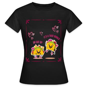 C’est un monde de tacos alors mangez le dessin animé - T-shirt Femme - noir - Devant - AI Model Female 172 dark (172cm)