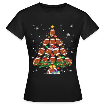 Football Christmas Tree Santa Pickleball Lights - Frauen T-Shirt - Schwarz - Vorne - AI Model Female 172 dark (172cm)