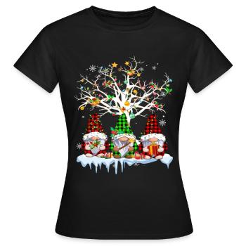 Gnomes Merry Christmas Light Family Gnome Xmas - Frauen T-Shirt - Schwarz - Vorne - AI Model Female 172 dark (172cm)