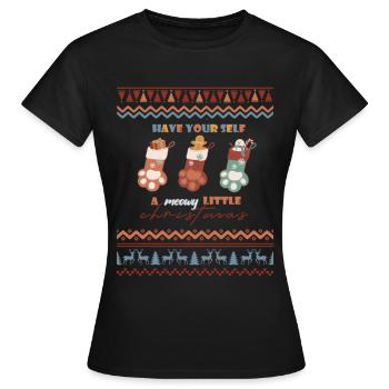 Have Yourself A Meowy Little Christmas - Frauen T-Shirt - Schwarz - Vorne - AI Model Female 172 dark (172cm)