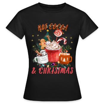 Chocolat chaud et café vintage Joyeux Noël - T-shirt Femme - noir - Devant - AI Model Female 172 dark (172cm)