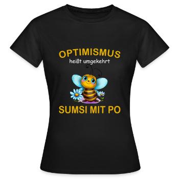 Optimismus - umgekehrt Sumsi mit Po witziger Spaß - Frauen T-Shirt - Schwarz - Vorne - AI Model Female 172 dark (172cm)
